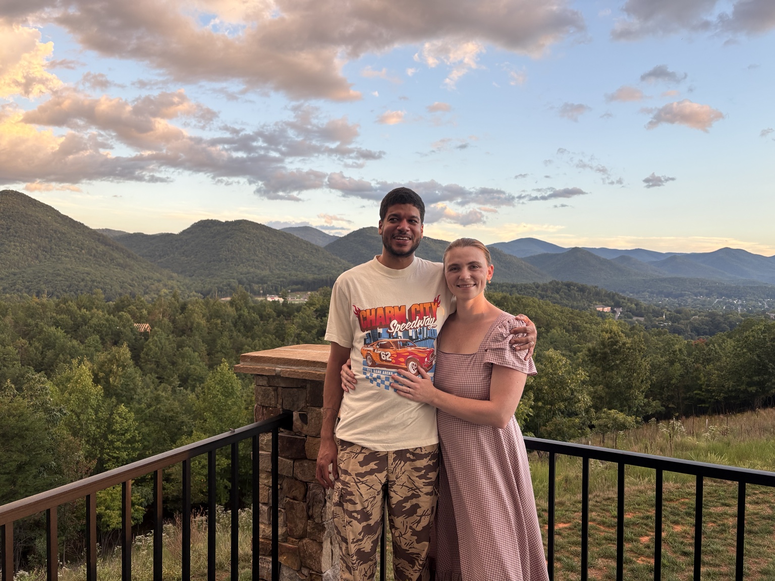 Leah and her husband together overlooking the Shenandoah Valley.